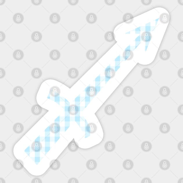 Sagittarius Zodiac Horoscope Symbol in Pastel Blue and White Gingham Pattern Sticker by bumblefuzzies